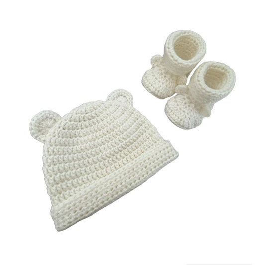 Set met beren oortjes gebroken wit