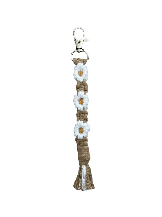 Macrame sleutelhanger Daisy (Beige)
