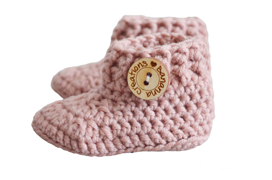 Babyslofjes Merino BanannaCreations in Oudroze