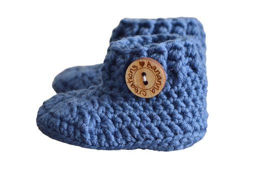 Babyslofjes Merino BanannaCreations in Blauw