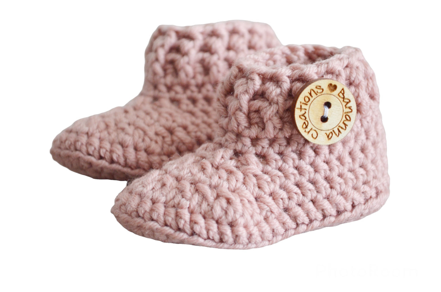 Babyslofjes Merino BanannaCreations in Oudroze